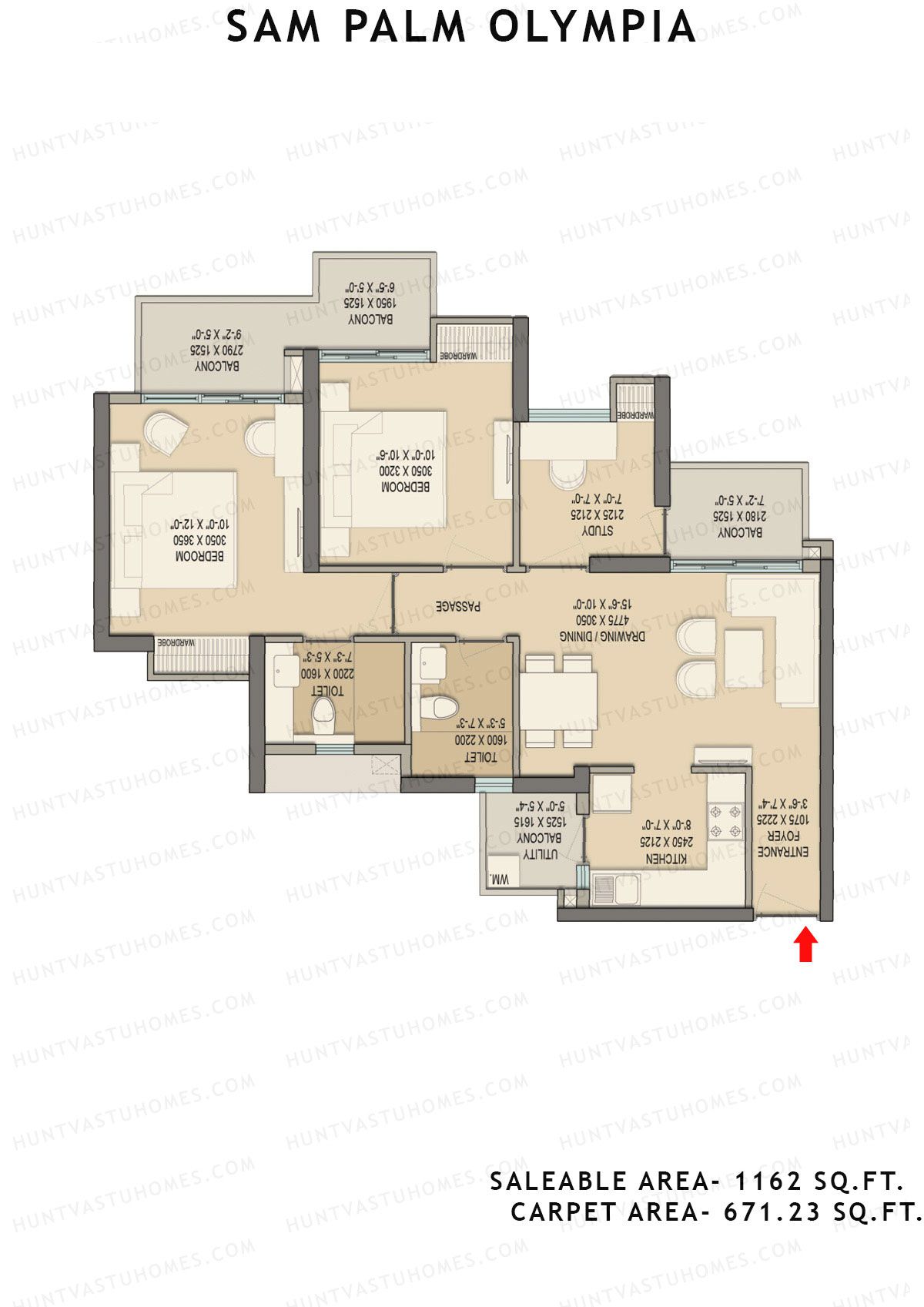 Sam Palm Olympia Tower D1 Unit 1, 2 Floor Plan