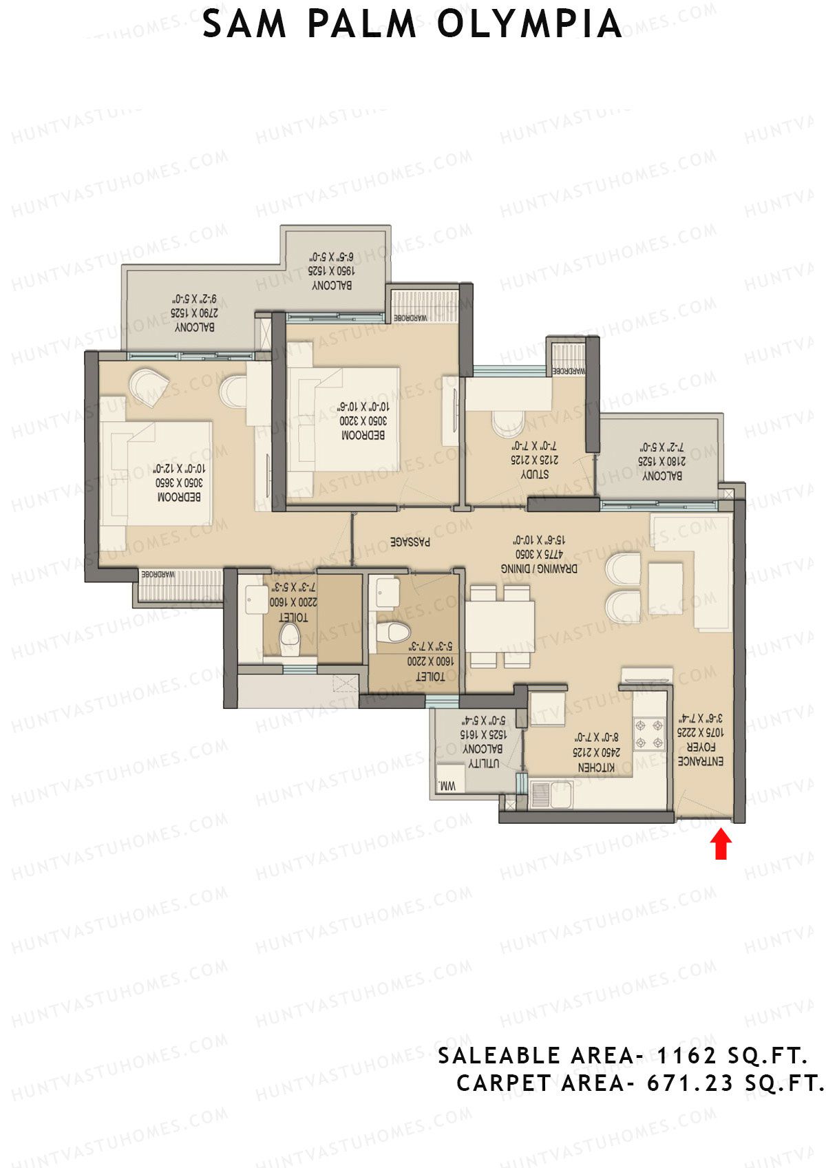 Sam Palm Olympia Tower D2 Unit 1 Floor Plan