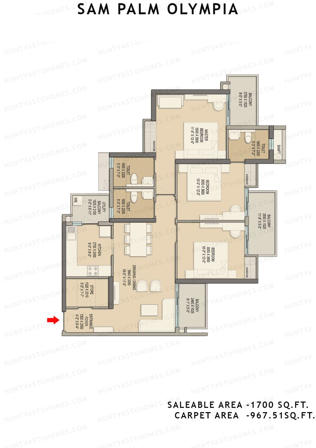 Sam Palm Olympia Tower C1 Unit 1, 2 Floor Plan