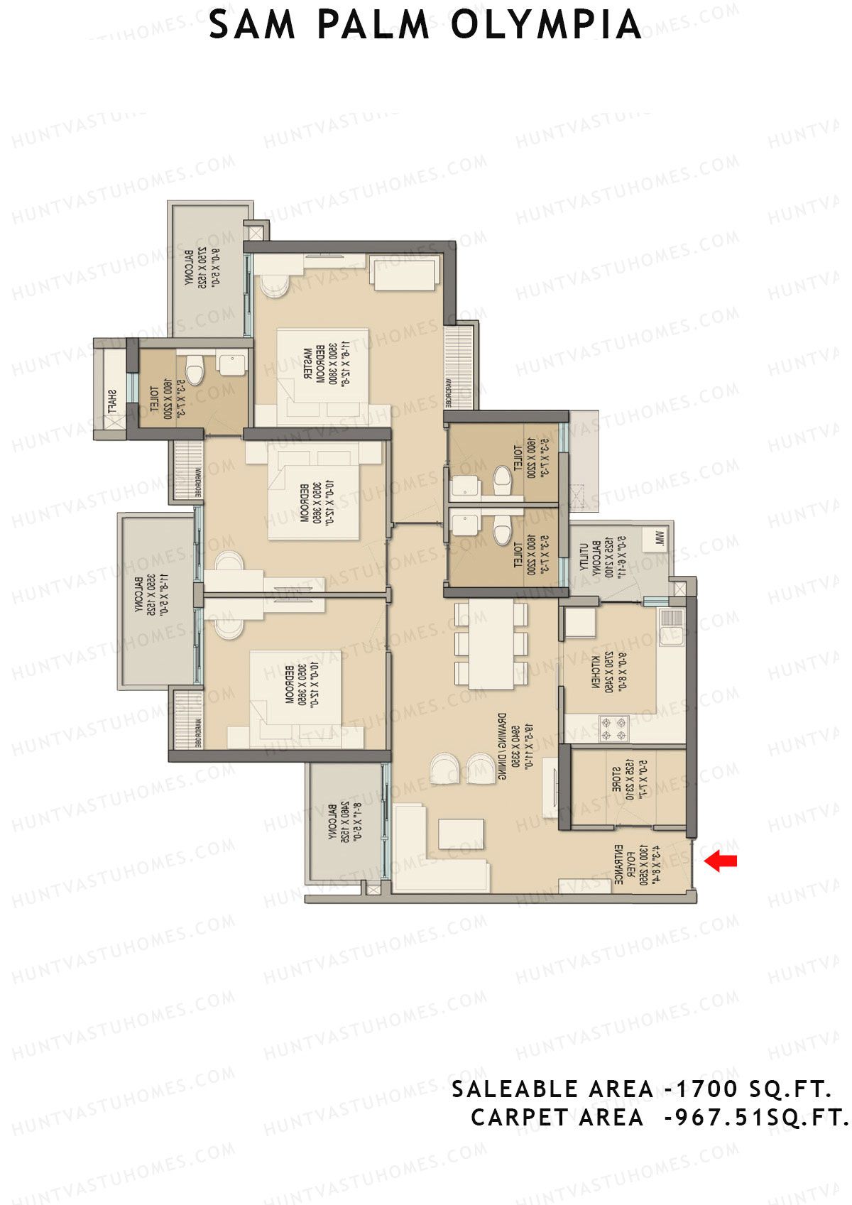 Sam Palm Olympia Tower C1 Unit 5, 6 Floor Plan