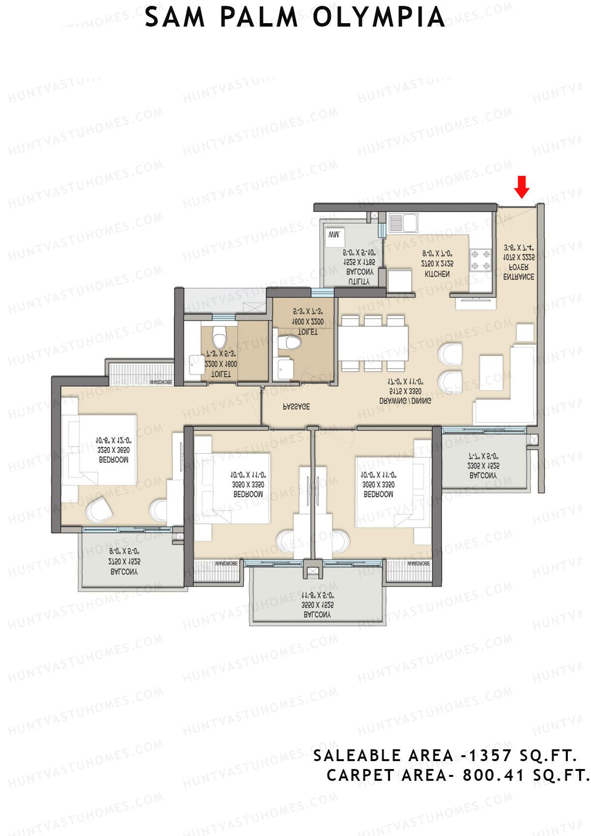 Sam Palm Olympia Tower D1 Unit 5, 6 Floor Plan