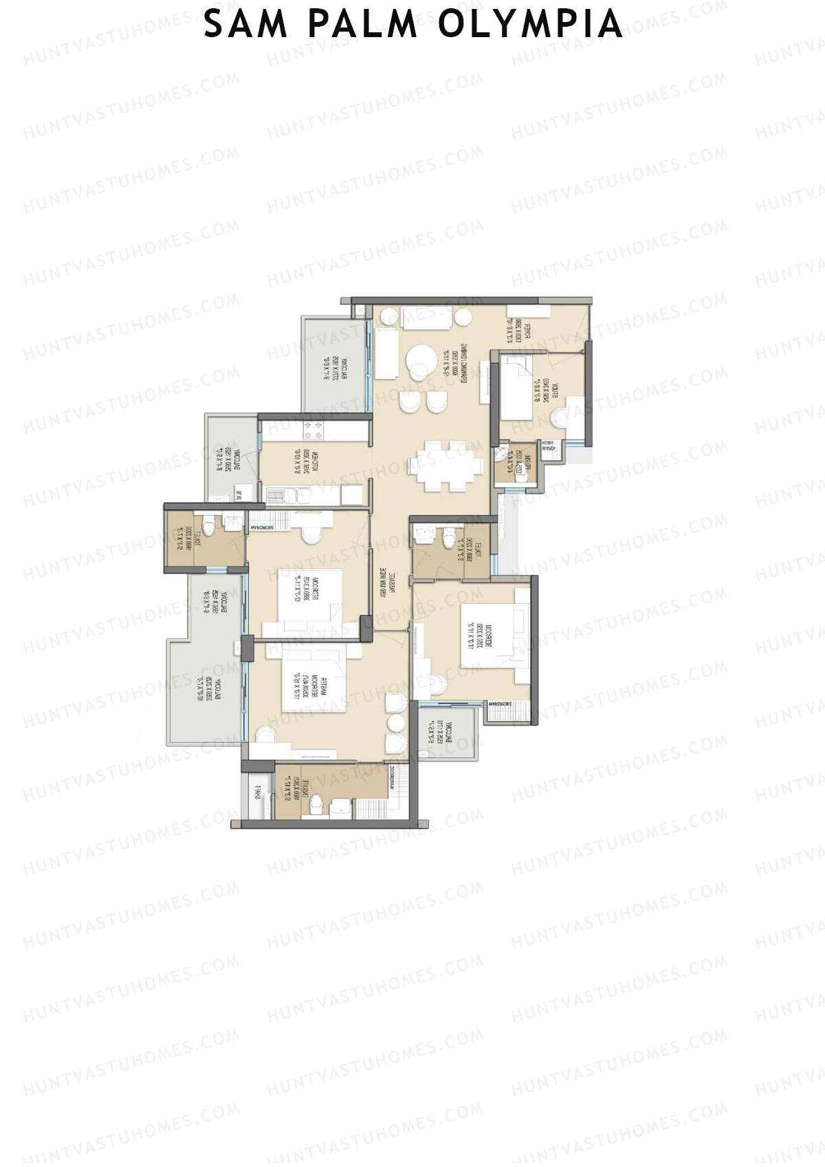 Sam Palm Olympia, Tower B2, Unit 1, 3BHK, Super Area 1806   sq ft 
