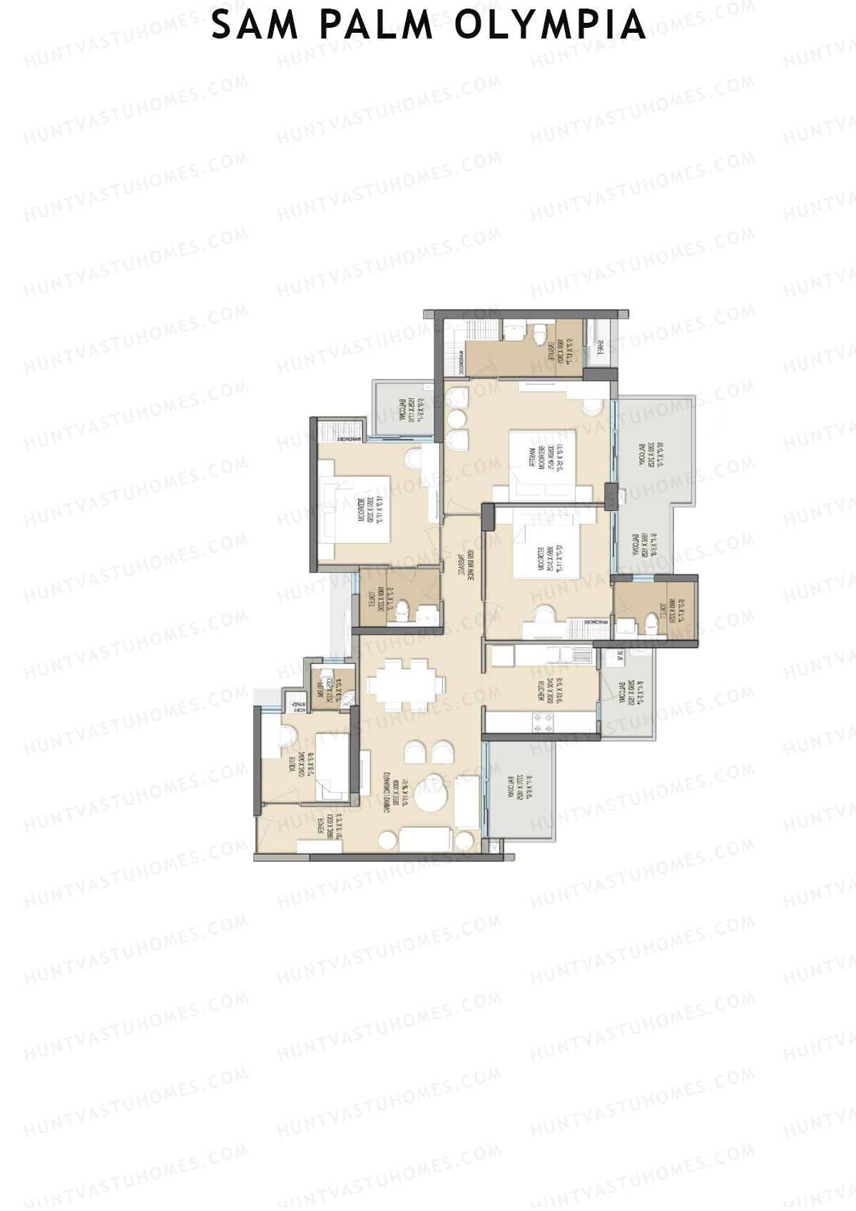 Sam Palm Olympia, Tower B2, Unit 4, 3BHK, Super Area 1806   sq ft 