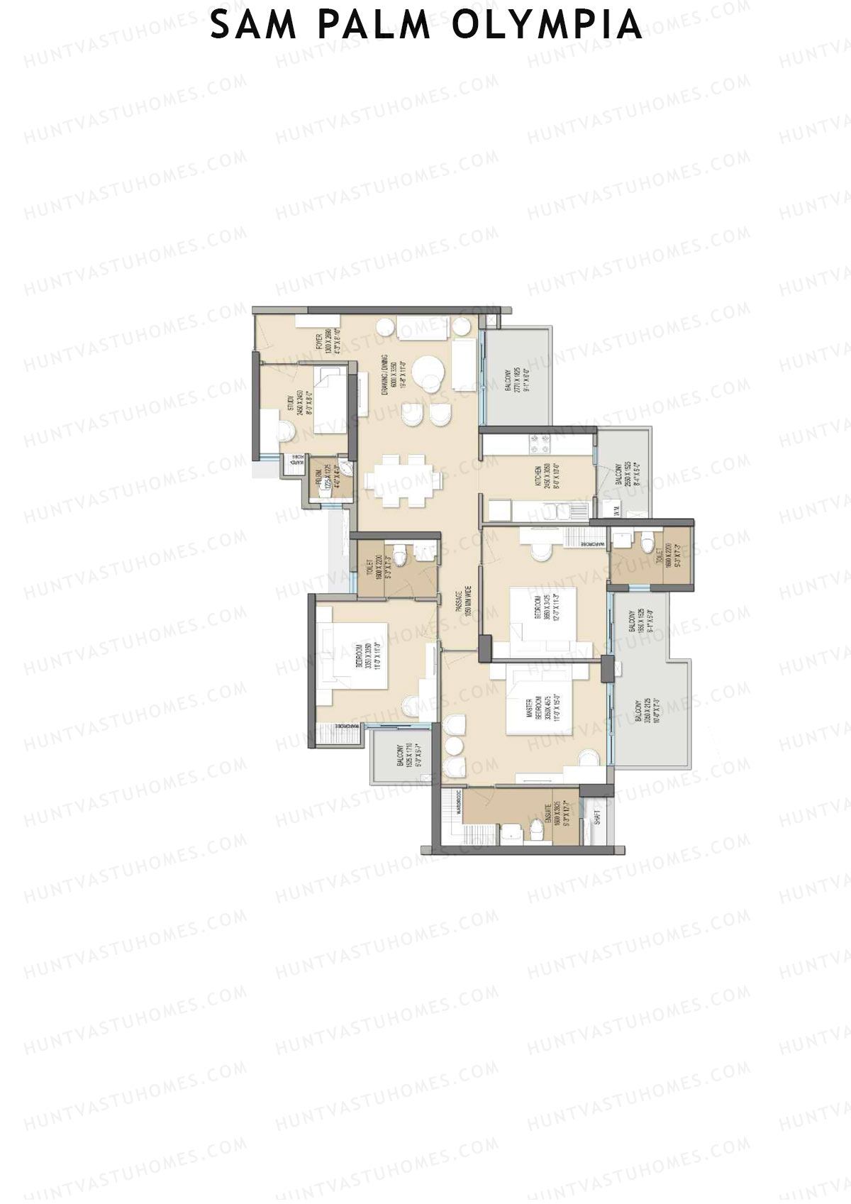 Sam Palm Olympia, Tower B2, Unit 6, 3BHK, Super Area 1806   sq ft 