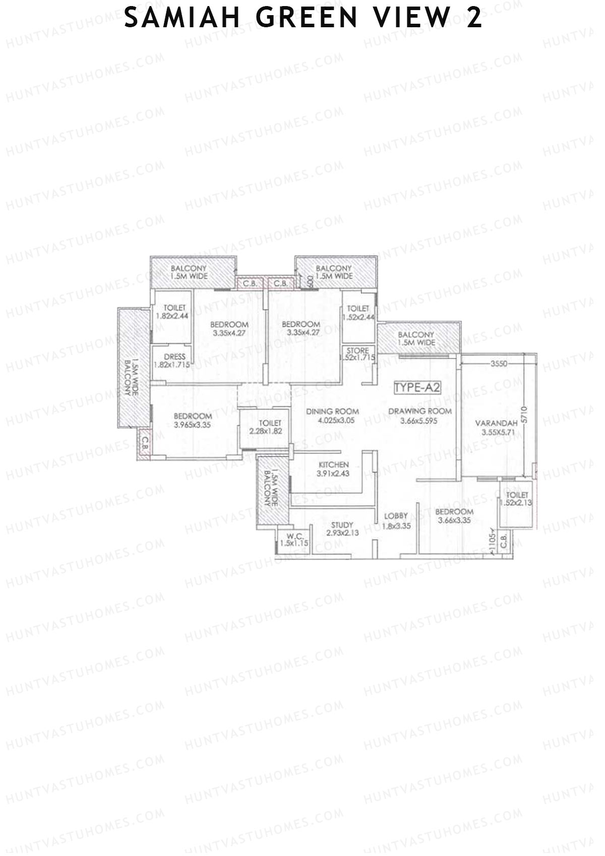 Samiah Green View 2 Tower 1 Unit 1 (Type A2) Floor Plan