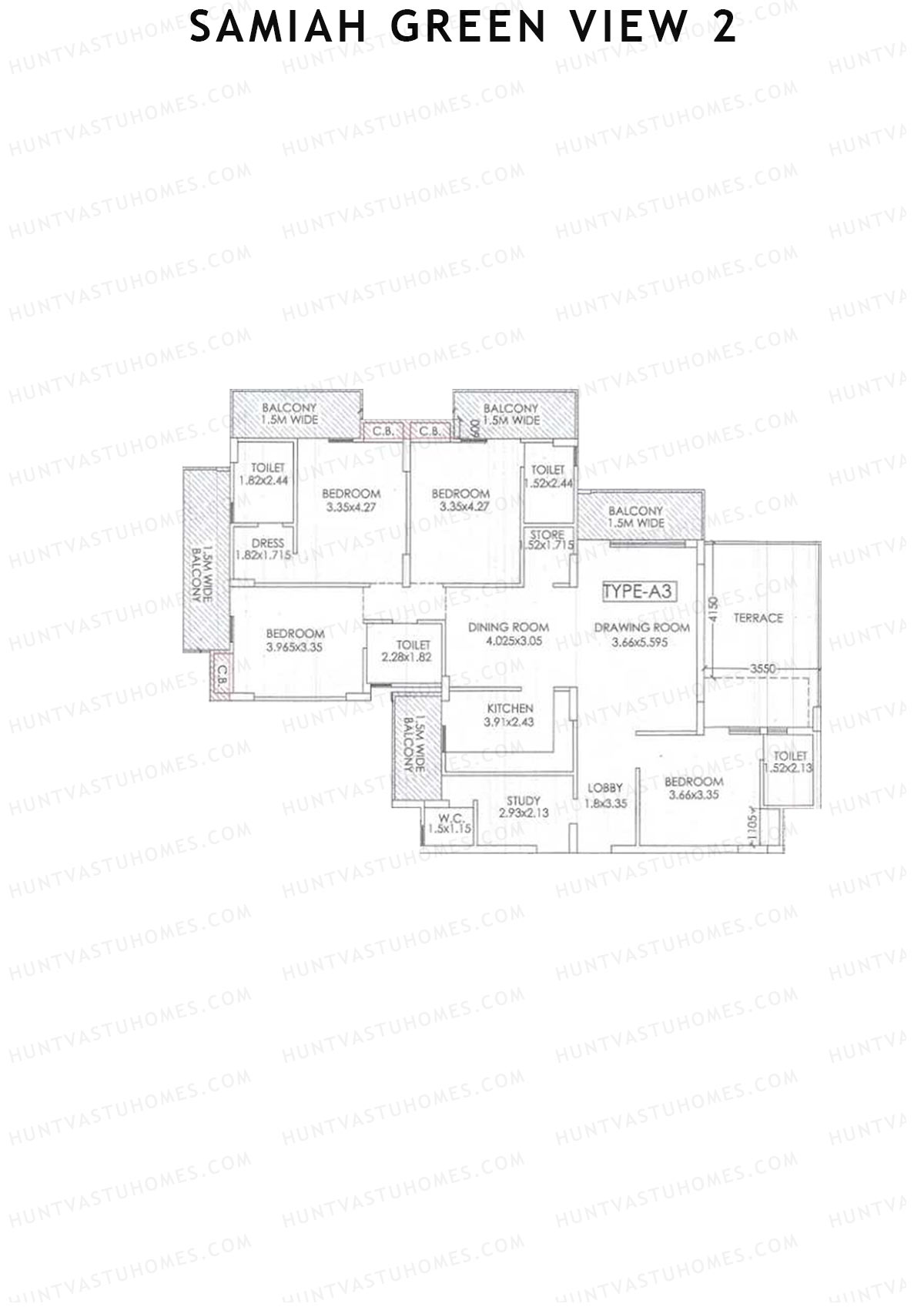 Samiah Green View 2 Tower 1 Unit 1 (Type A3) Floor Plan