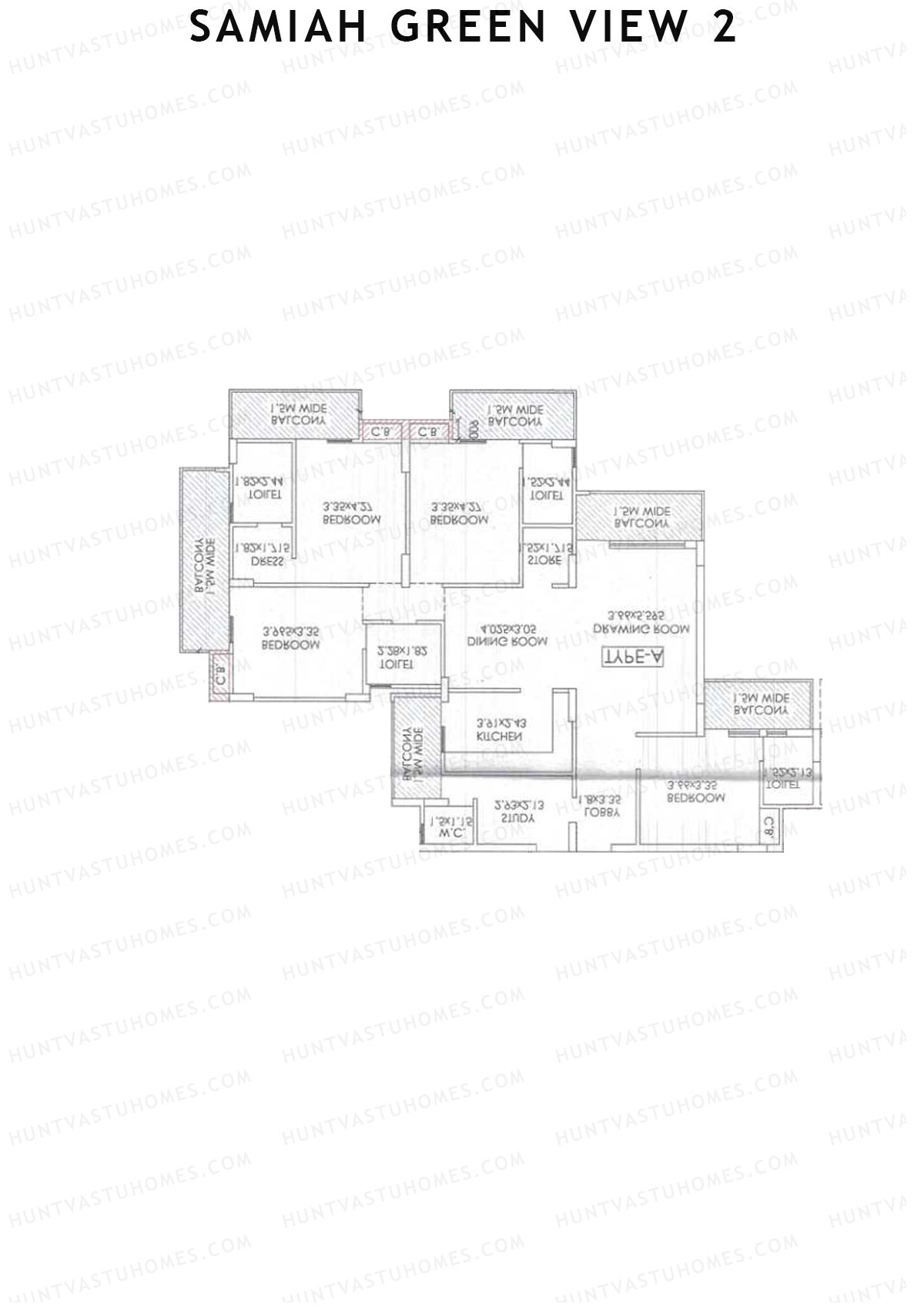 Samiah Green View 2 Tower 1 Unit 1 (Type A) Floor Plan