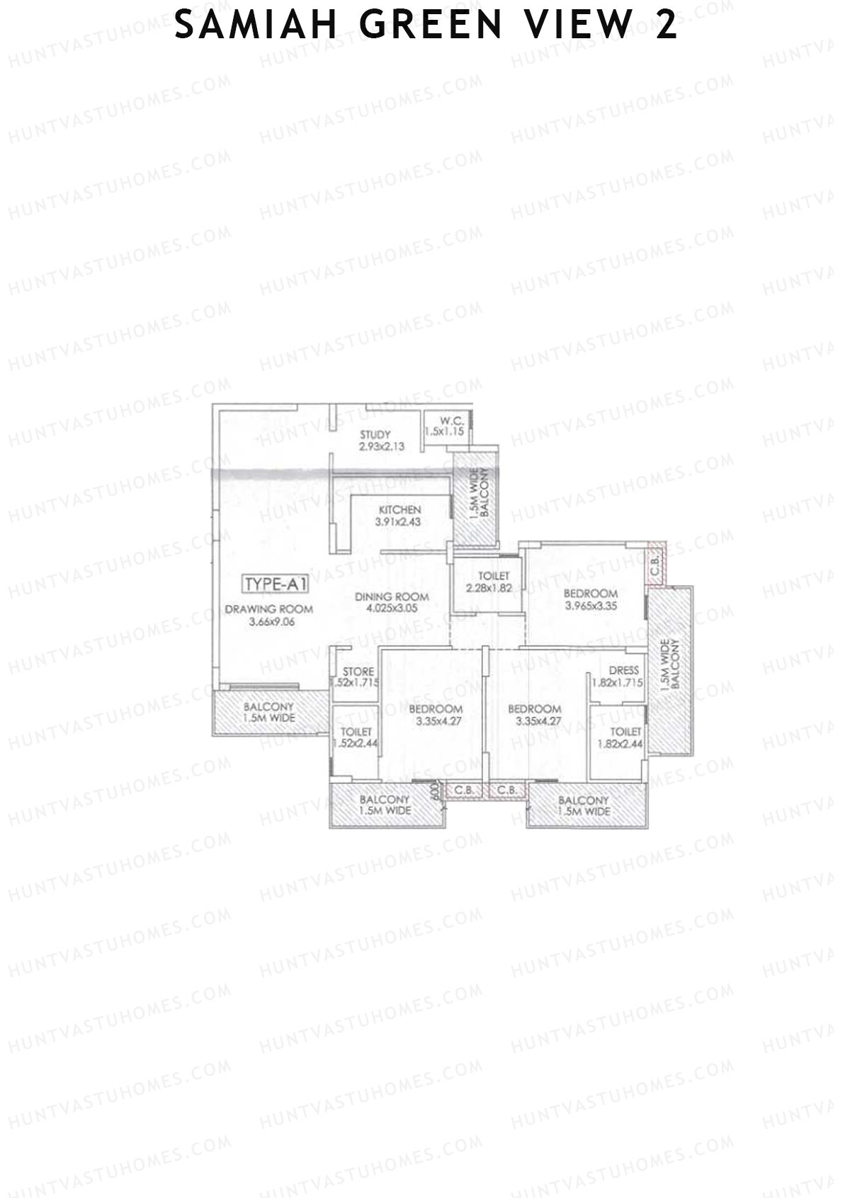 Samiah Green View 2 Tower 1 Unit 3 (Type A1) Floor Plan