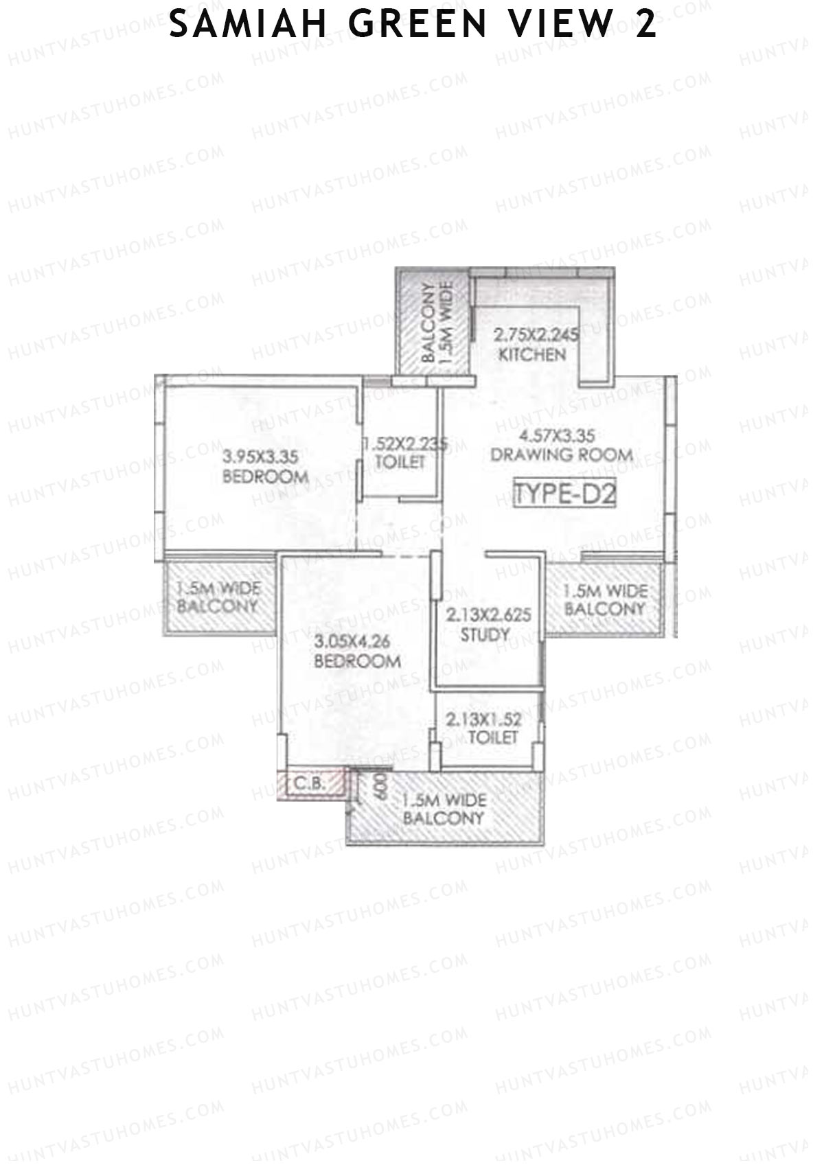 Samiah Green View 2 Tower 2 Unit 2 (Type D2) Floor Plan