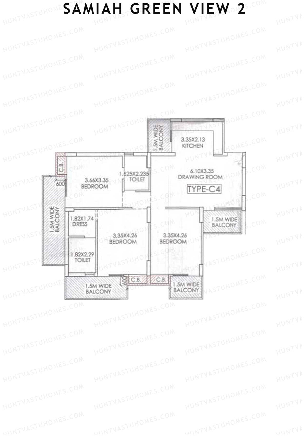 Samiah Green View 2 Tower 2 Unit 3 (Type C4) Floor Plan
