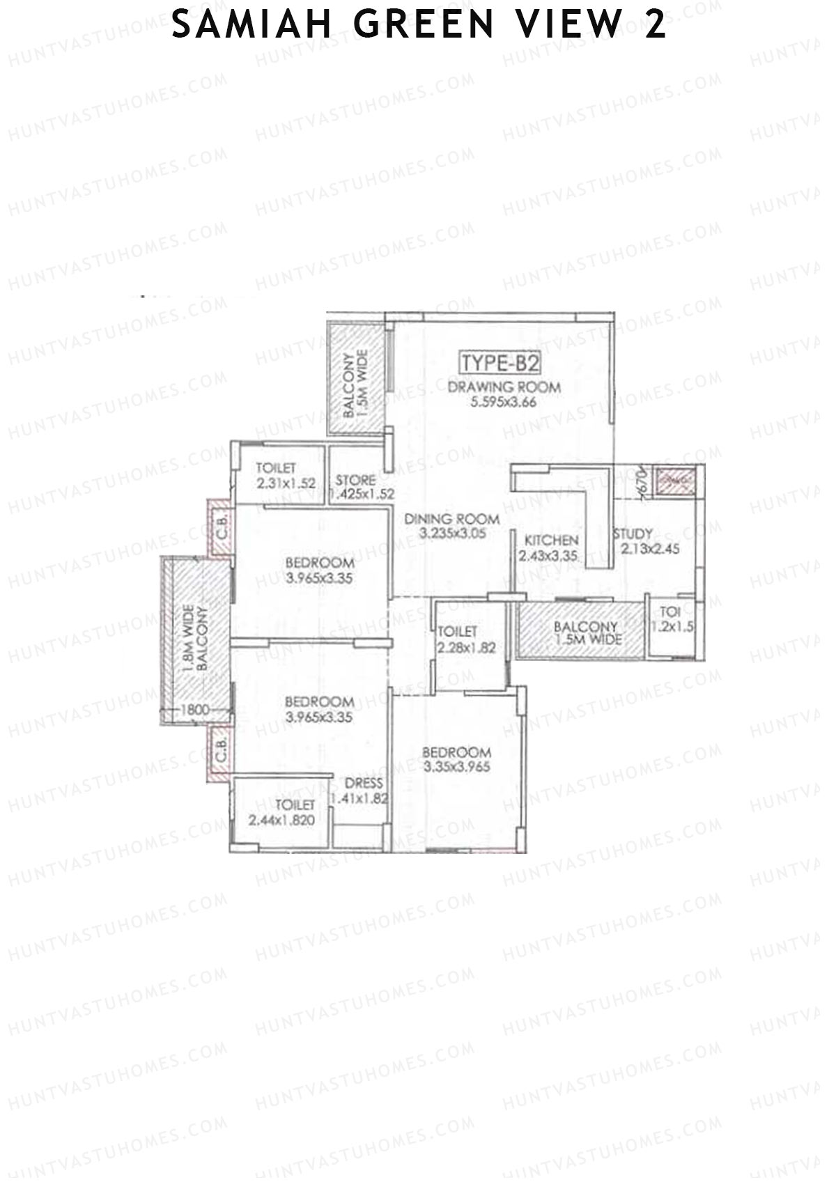 Samiah Green View 2 Tower 2 Unit 4 (Type B2) Floor Plan