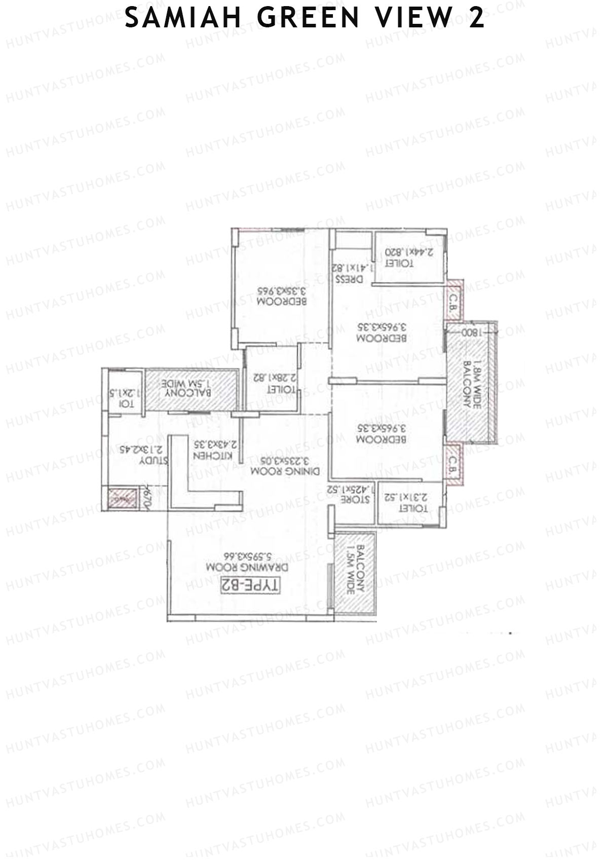 Samiah Green View 2 Tower 2 Unit 6 (Type B2) Floor Plan