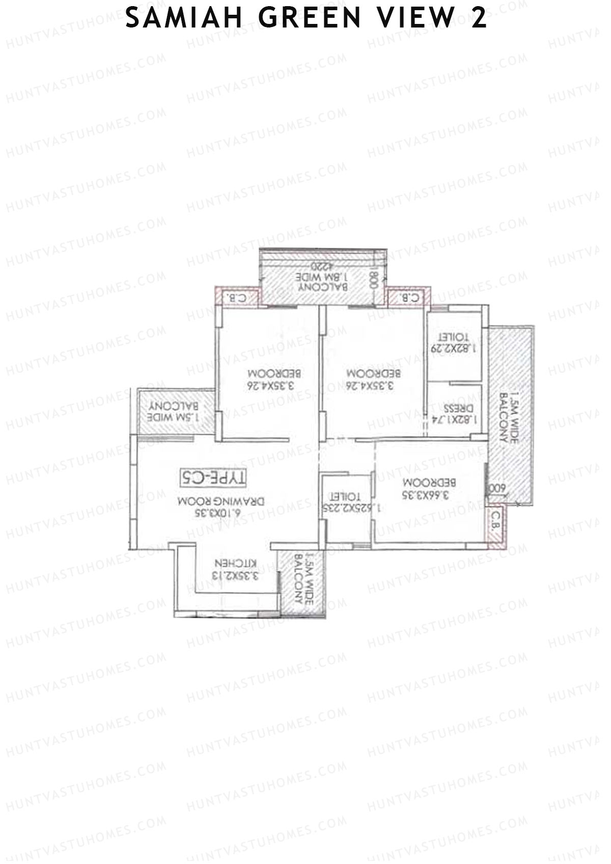 Samiah Green View 2 Tower 2 Unit 8 (Type C5) Floor Plan