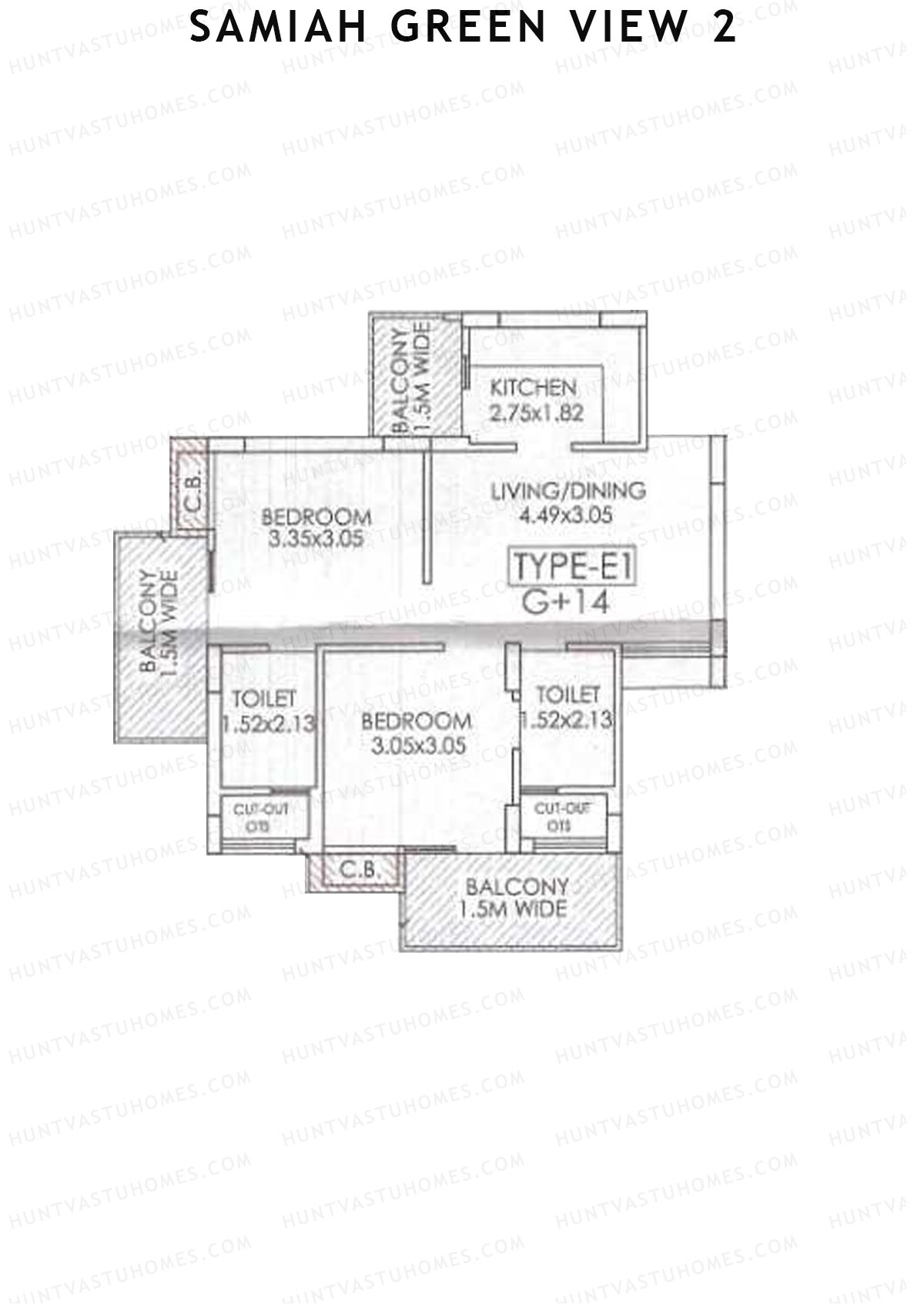 Samiah Green View 2 Tower 3 Unit 2 (Type E1) Floor Plan