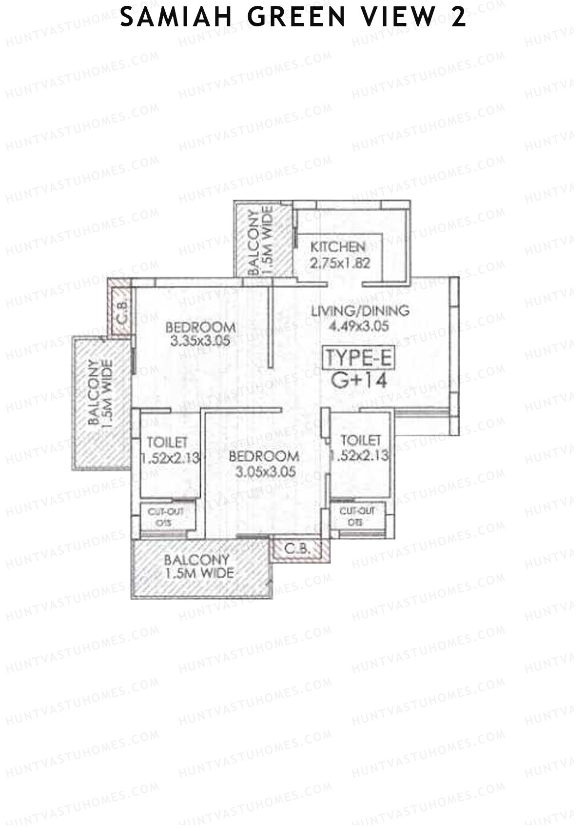 Samiah Green View 2 Tower 3 Unit 2 (Type E) Floor Plan