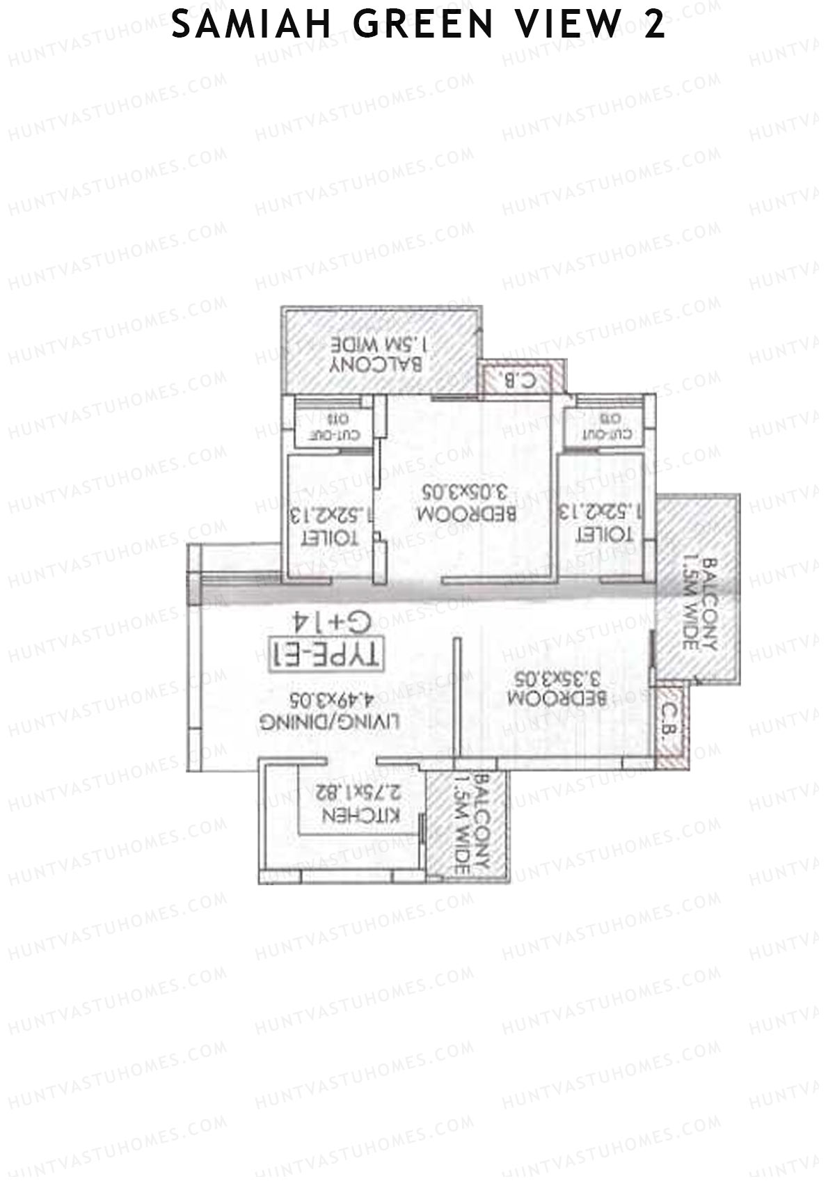 Samiah Green View 2 Tower 3 Unit 6 (Type E1) Floor Plan