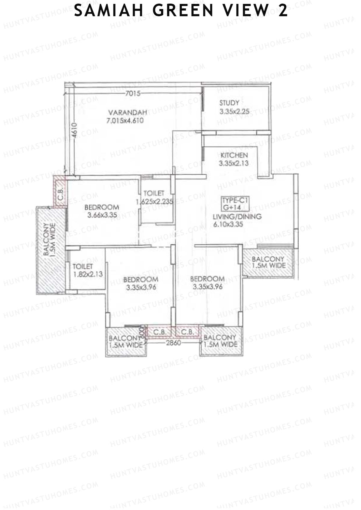 Samiah Green View 2 Tower 4 Unit 1 (Type C1) Floor Plan