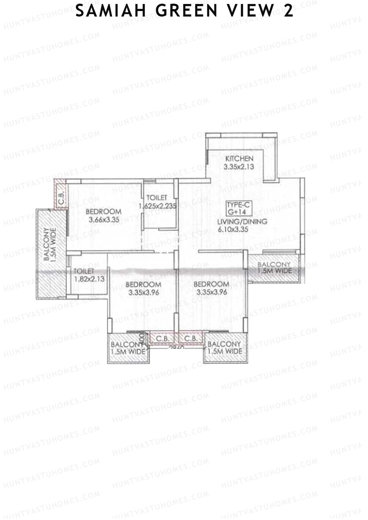 Samiah Green View 2 Tower 4 Unit 1 (Type C2) Floor Plan