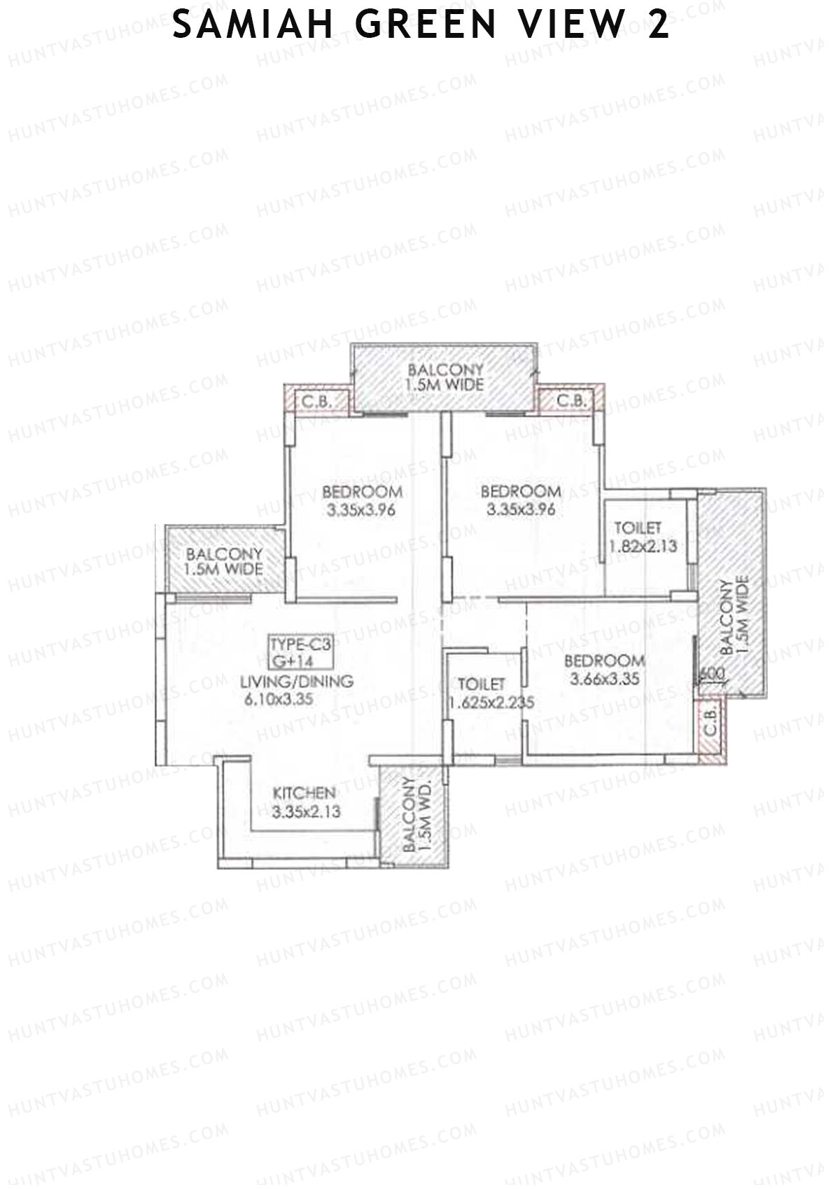 Samiah Green View 2 Tower 4 Unit 5 (Type C3) Floor Plan