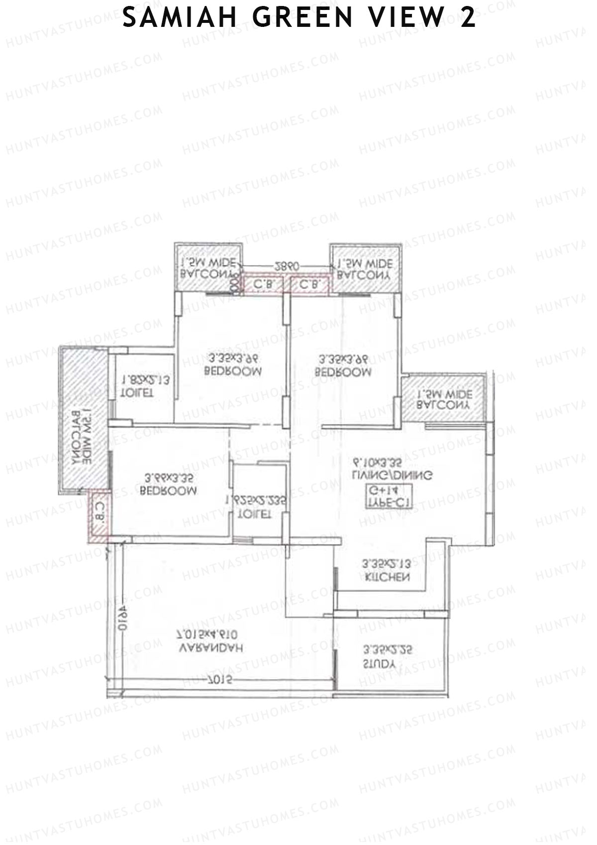 Samiah Green View 2 Tower 4 Unit 8 (Type C1) Floor Plan