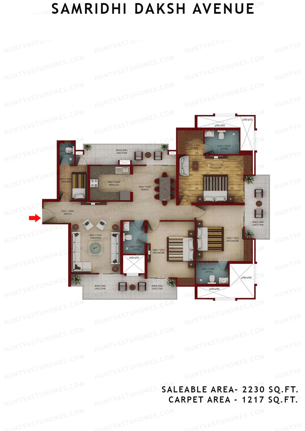 Samridhi Daksh Avenue Tower A Unit 1 (Type B) Floor Plan