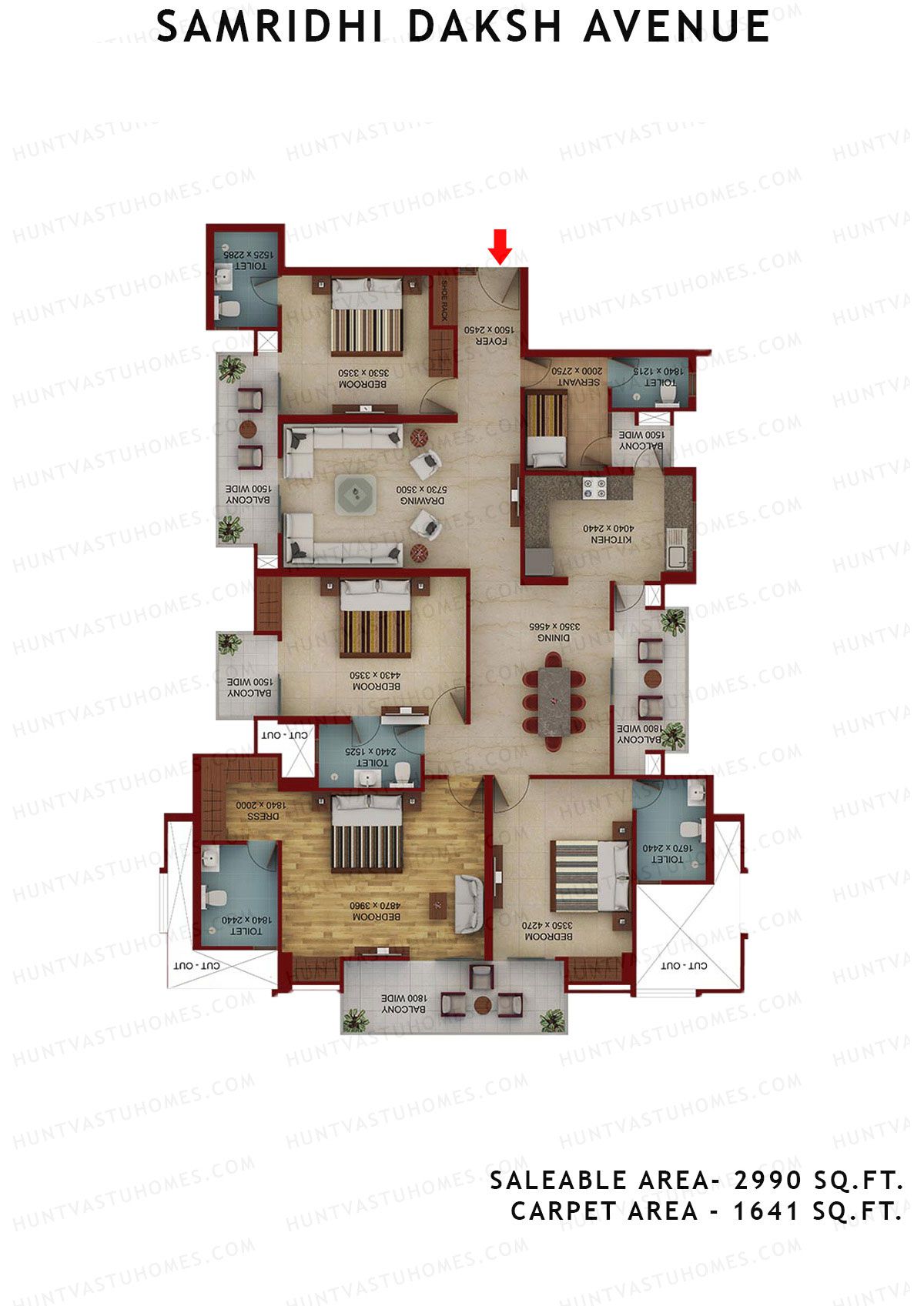 Samridhi Daksh Avenue Tower A Unit 2 (Type C) Floor Plan