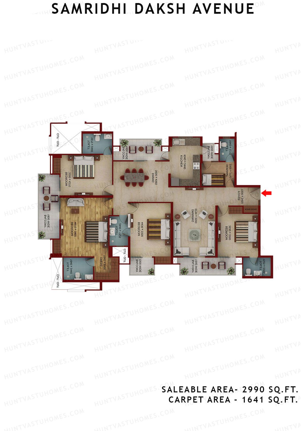 Samridhi Daksh Avenue Tower D Unit 2 (Type C) Floor Plan