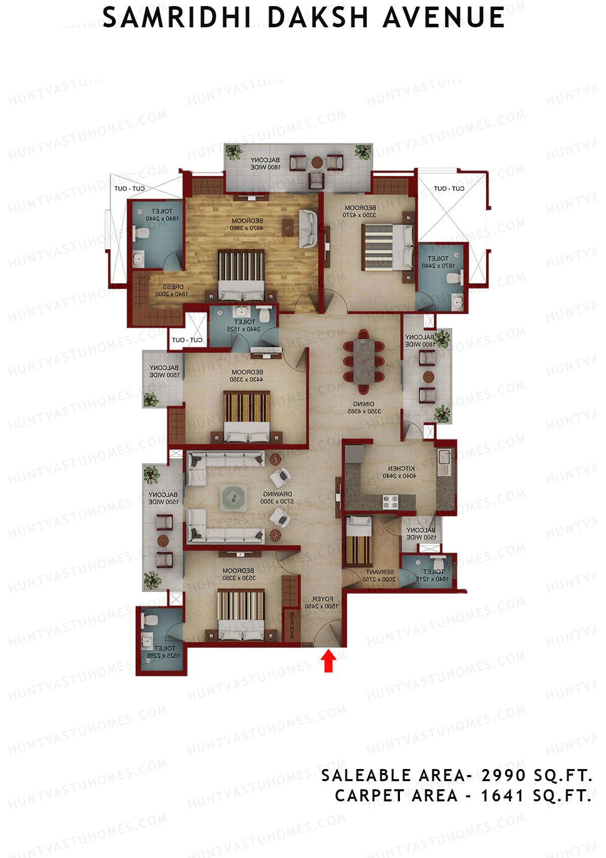 Samridhi Daksh Avenue Tower E Unit 2 (Type C) Floor Plan