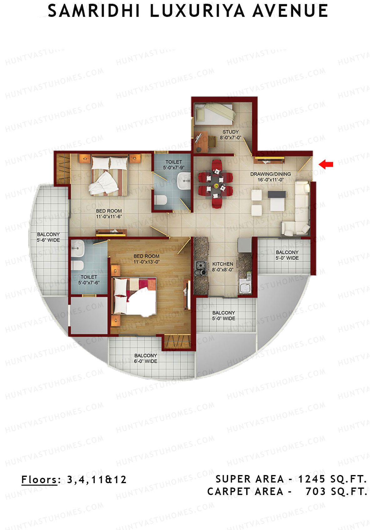 Samridhi Luxuriya Avenue Tower A Unit 1 Floor Plan