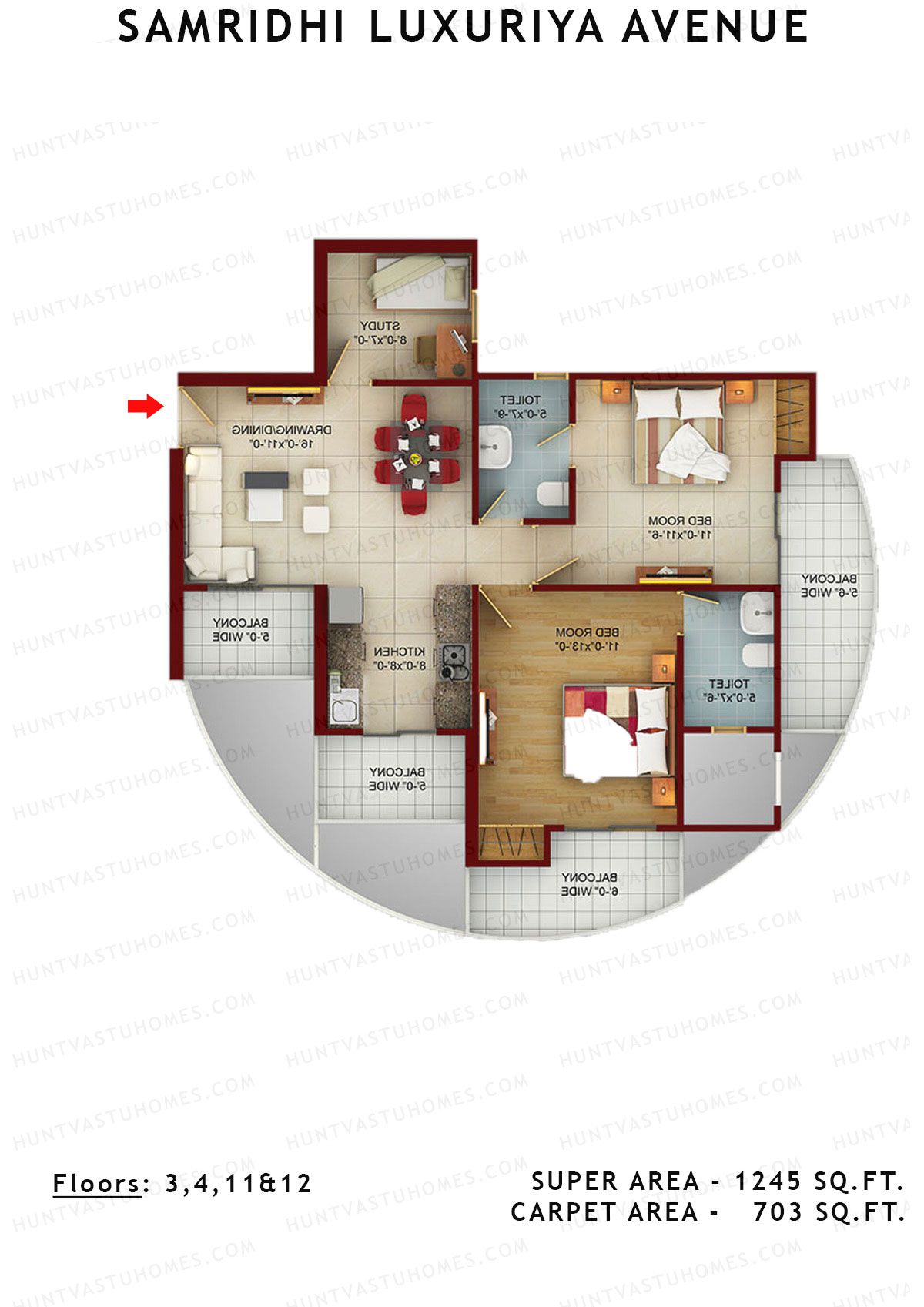 Samridhi Luxuriya Avenue Tower A Unit 4 Floor Plan