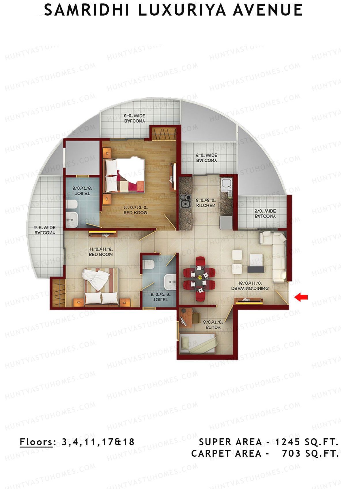 Samridhi Luxuriya Avenue Tower D Unit 4 Floor Plan