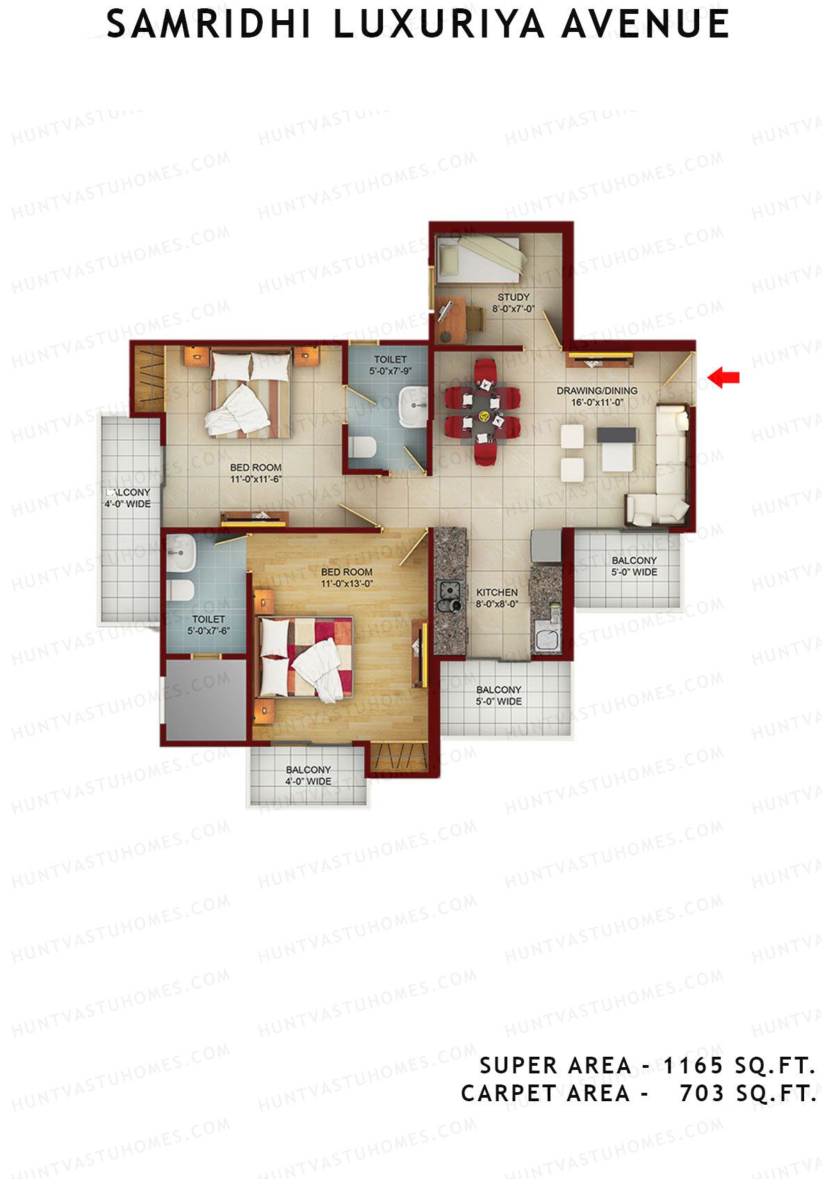 Samridhi Luxuriya Avenue Tower D Unit 3 Floor Plan