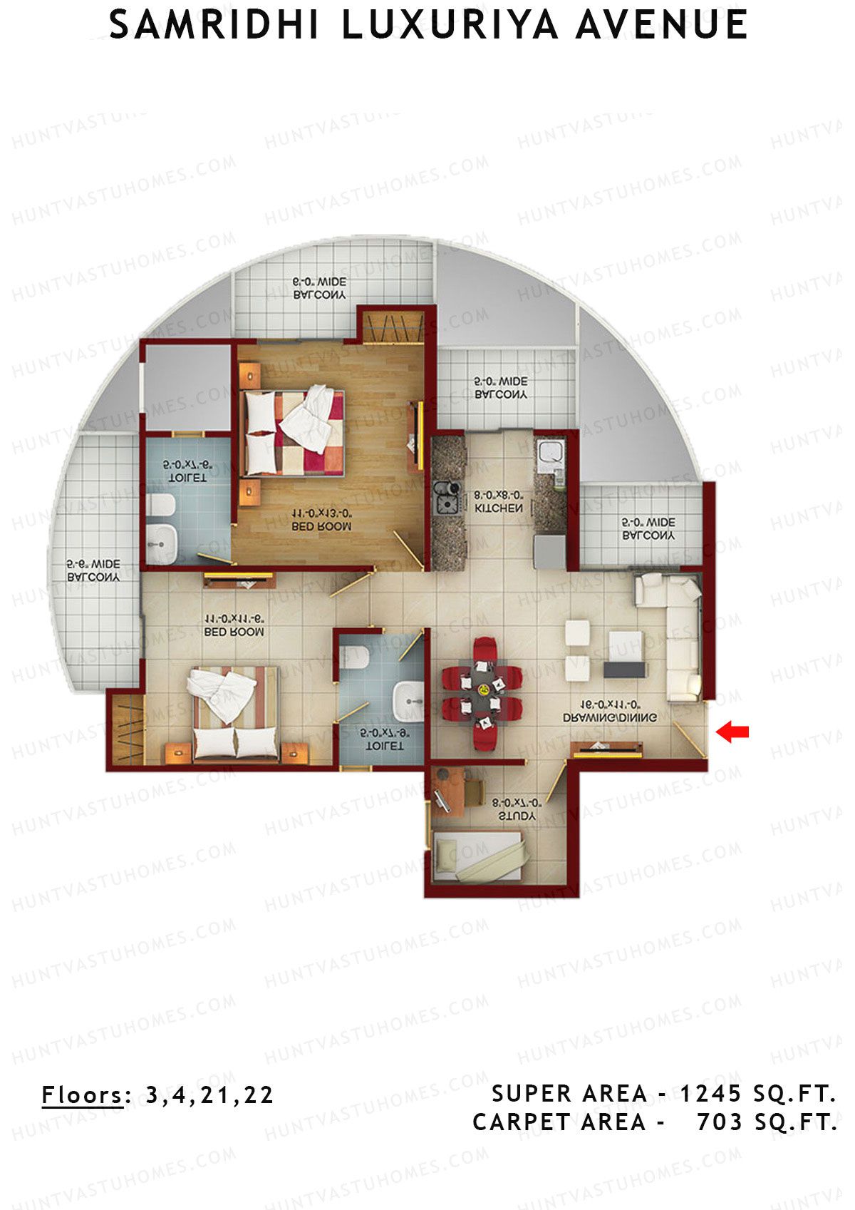 Samridhi Luxuriya Avenue Tower F Unit 4 Floor Plan
