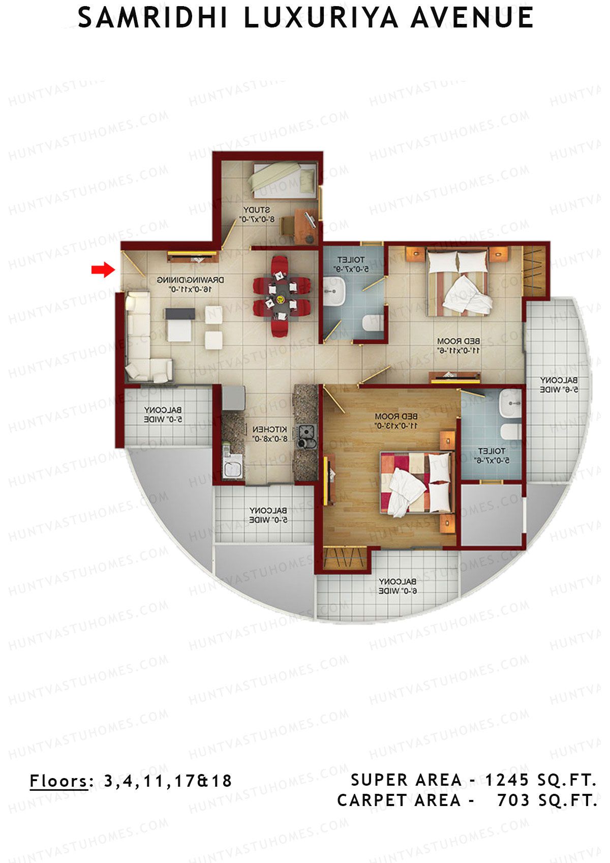 Samridhi Luxuriya Avenue Tower I Unit 2 Floor Plan