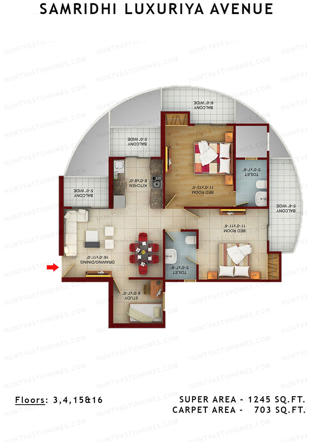 Samridhi Luxuriya Avenue Tower J Unit 3 Floor Plan