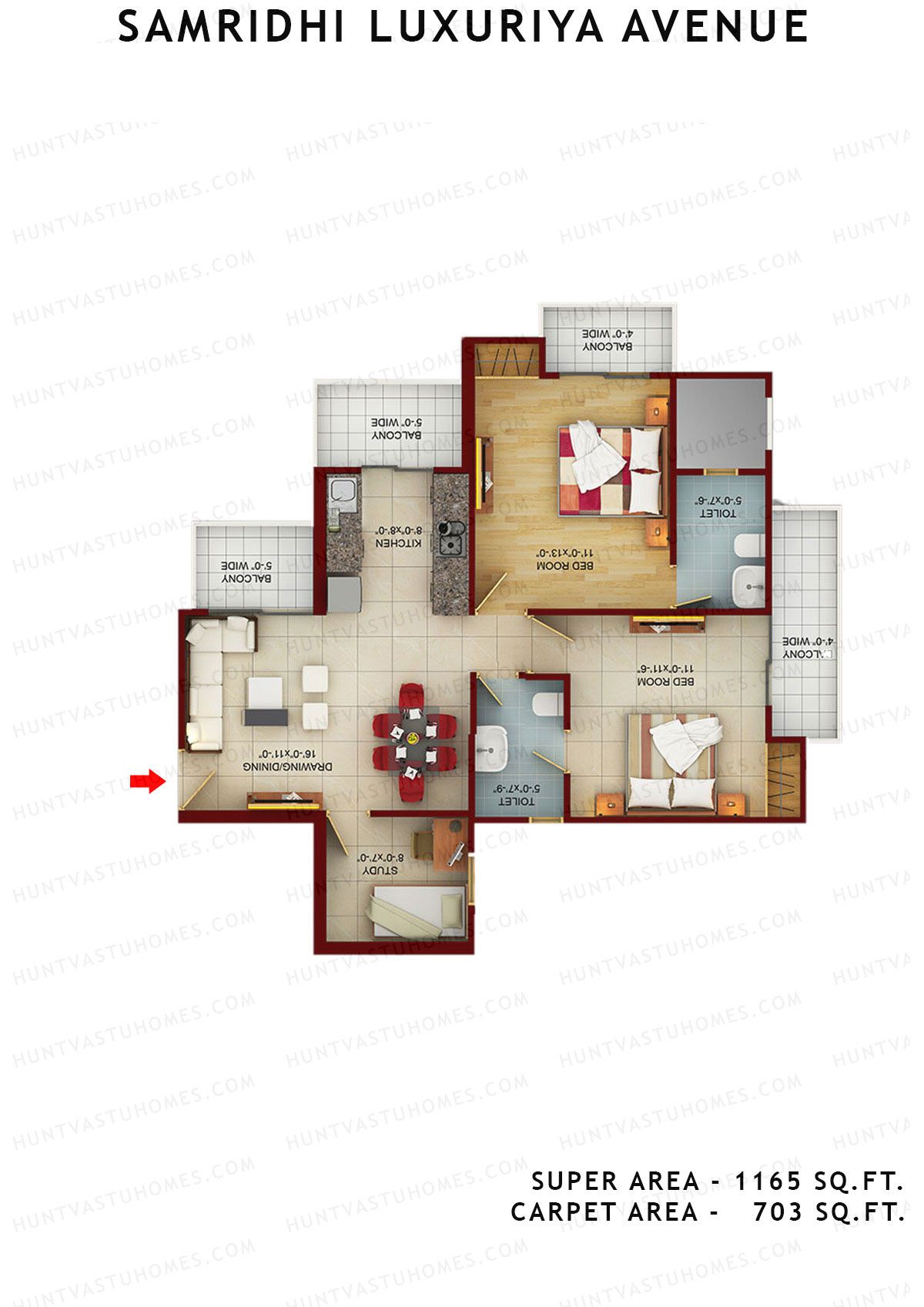Samridhi Luxuriya Avenue Tower J Unit 3 Floor Plan