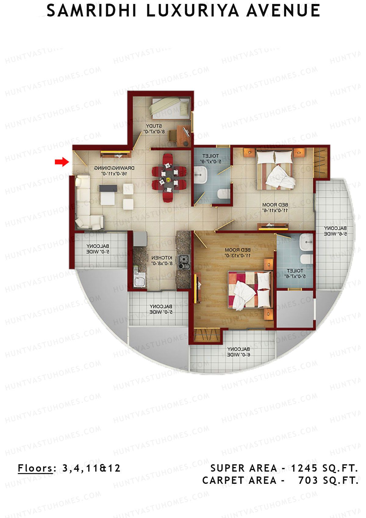 Samridhi Luxuriya Avenue Tower L Unit 4 Floor Plan