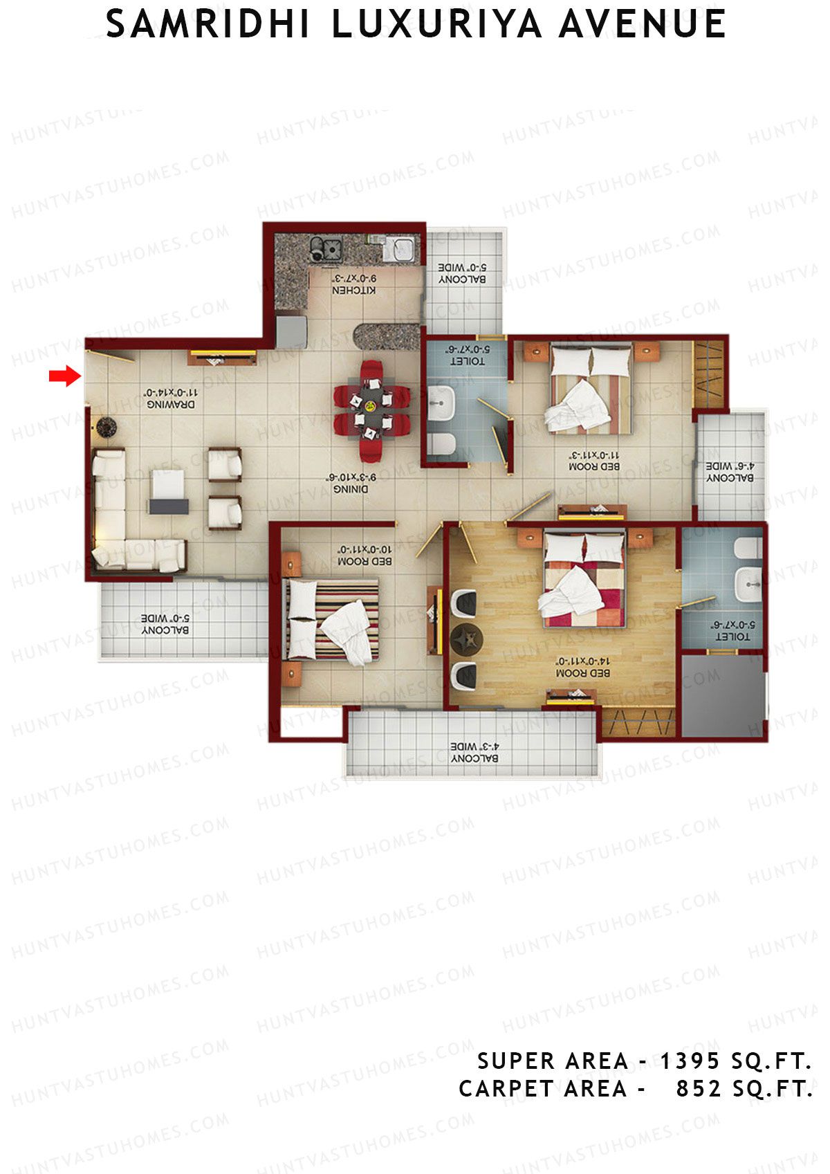 Samridhi Luxuriya Avenue Tower B Unit 4 Floor Plan