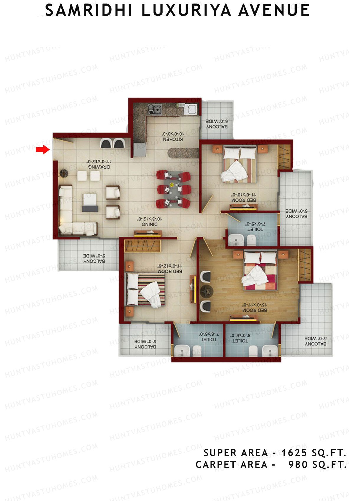 Samridhi Luxuriya Avenue Tower F Unit 2 Floor Plan