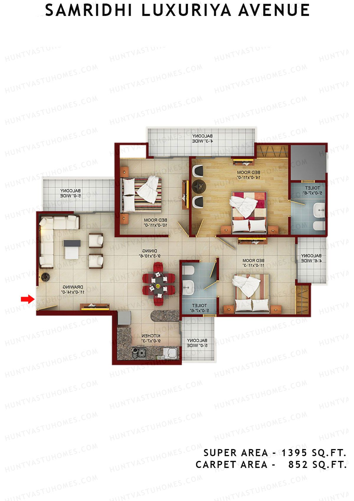 Samridhi Luxuriya Avenue Tower E Unit 1 Floor Plan