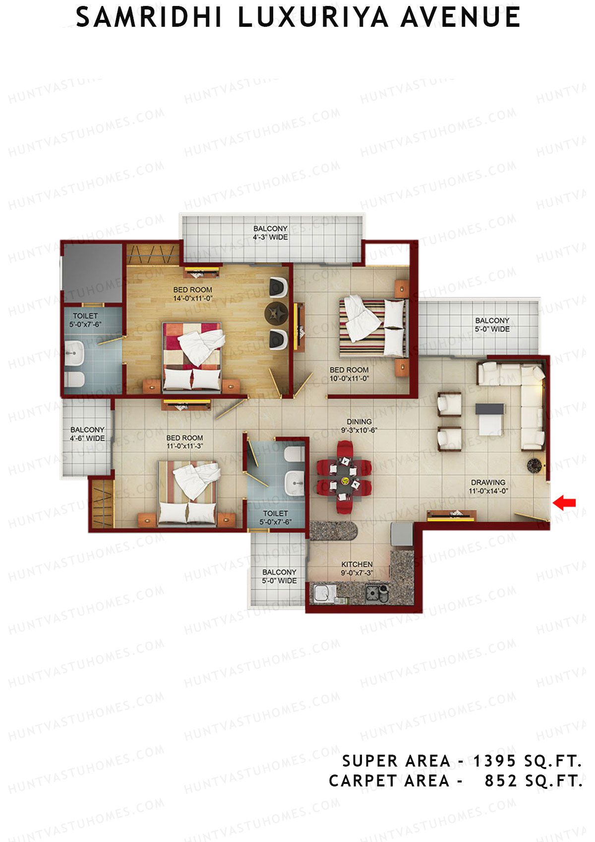 Samridhi Luxuriya Avenue Tower H Unit 4 Floor Plan