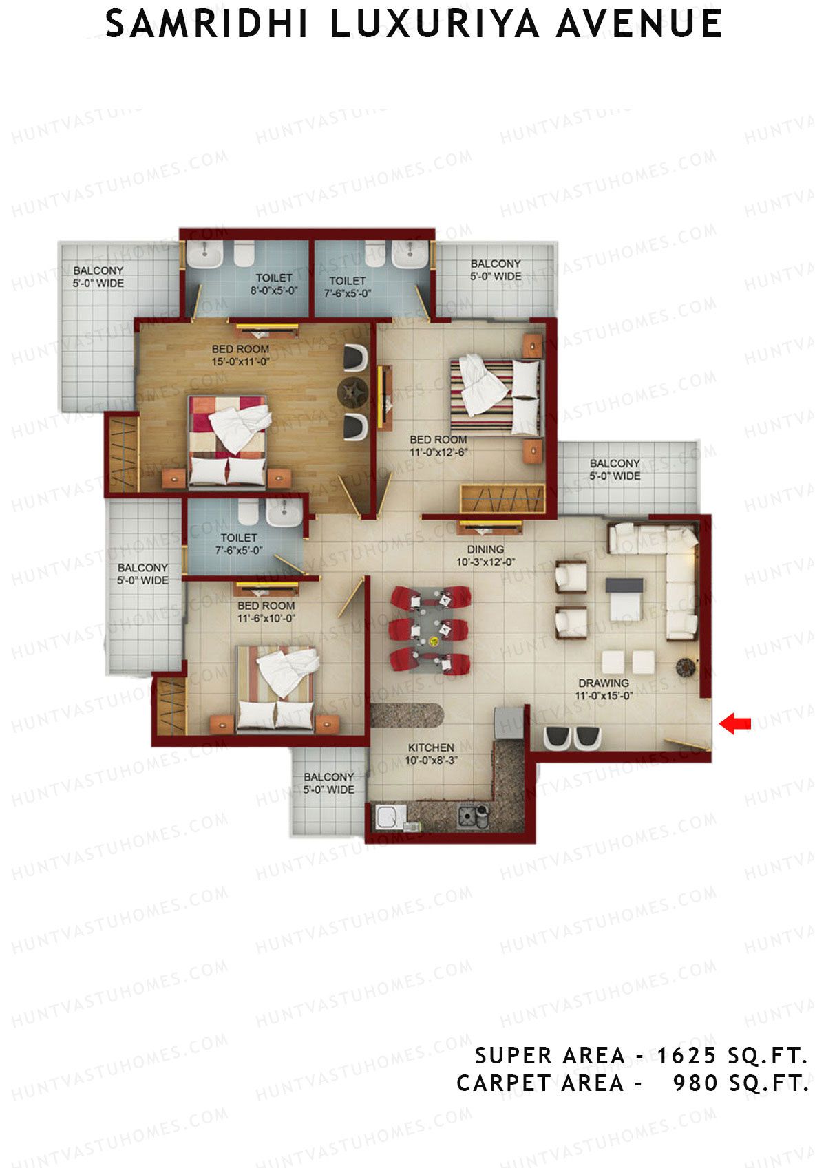 Samridhi Luxuriya Avenue Tower J Unit 2 Floor Plan