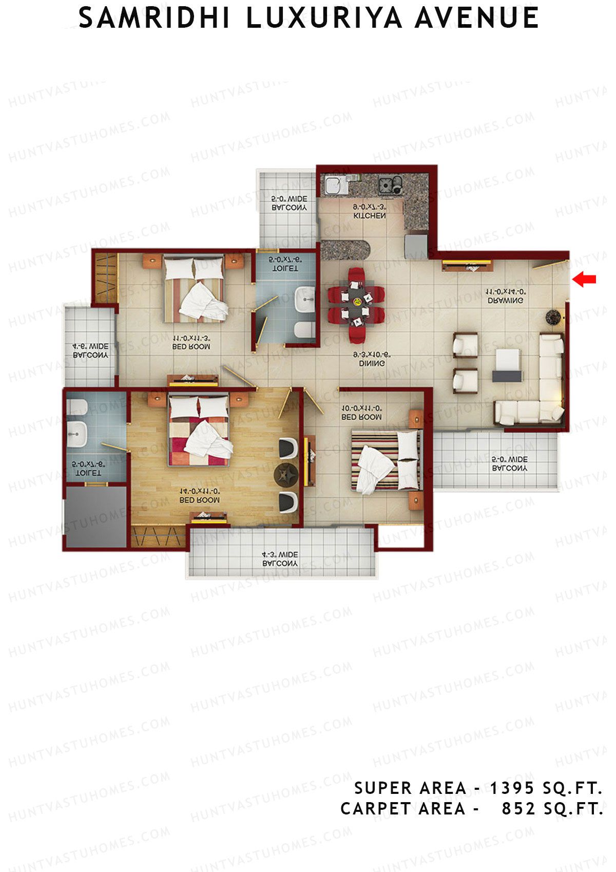 Samridhi Luxuriya Avenue Tower J Unit 1 Floor Plan