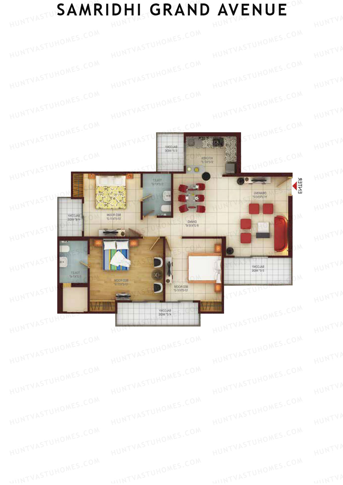 Samridhi Grand Avenue Tower F Unit 3 Floor Plan