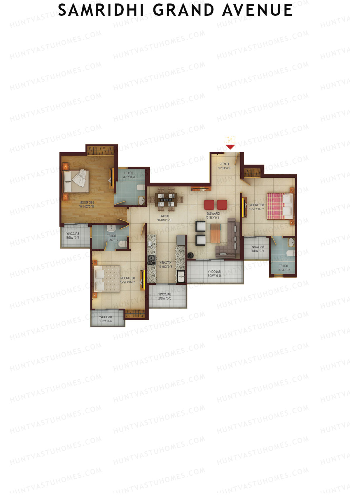 Samridhi Grand Avenue Tower J Unit 3 Floor Plan