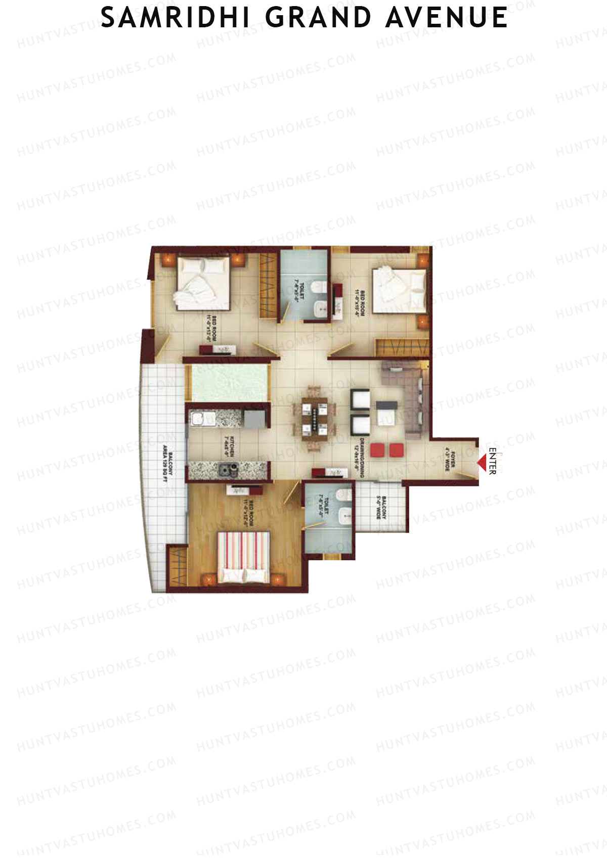 Samridhi Grand Avenue Tower L Unit 3 Floor Plan