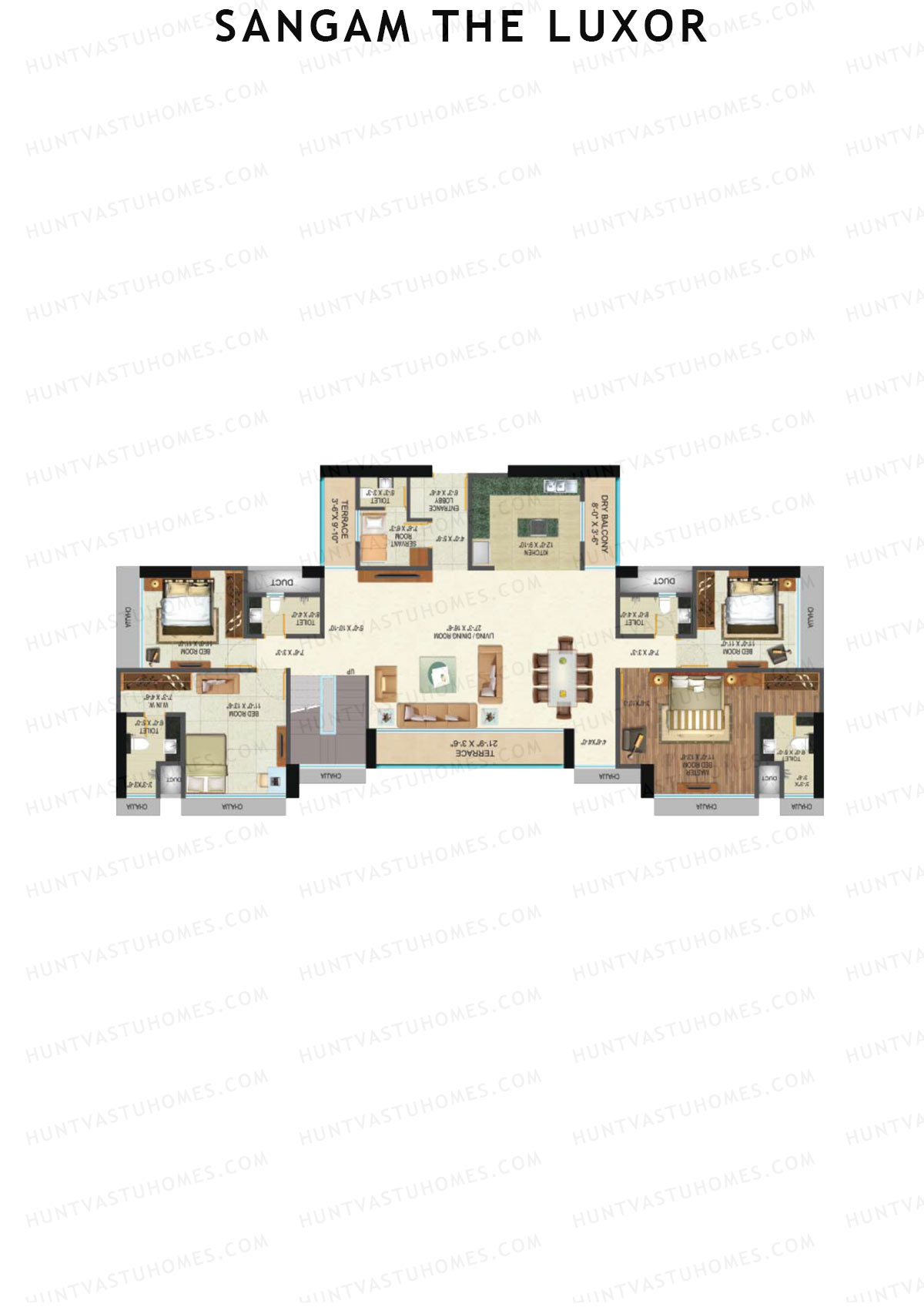 Sangam The Luxor Wing A Unit 1 (Type DU) Floor Plan