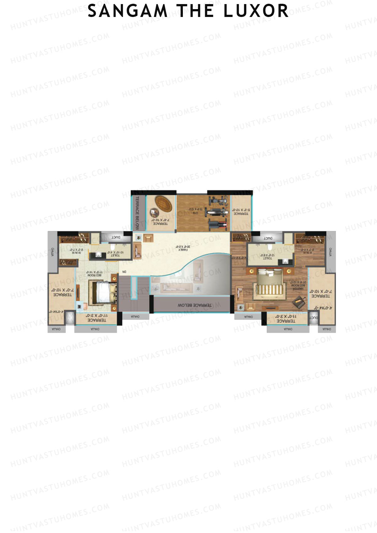 Sangam The Luxor Wing A Unit 1 (Type DU) Floor Plan