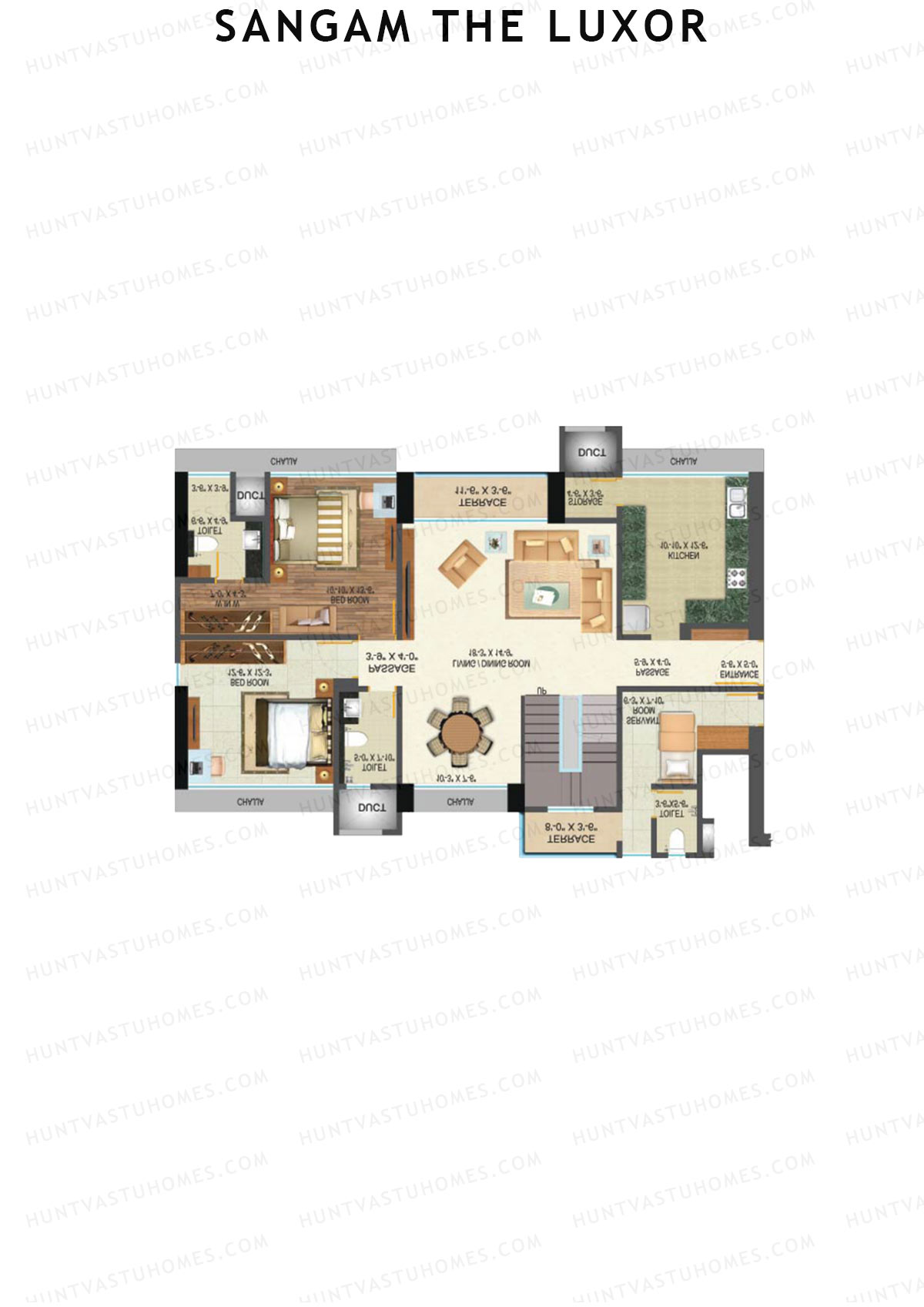 Sangam The Luxor Wing B Unit 4 (Type DU) Floor Plan