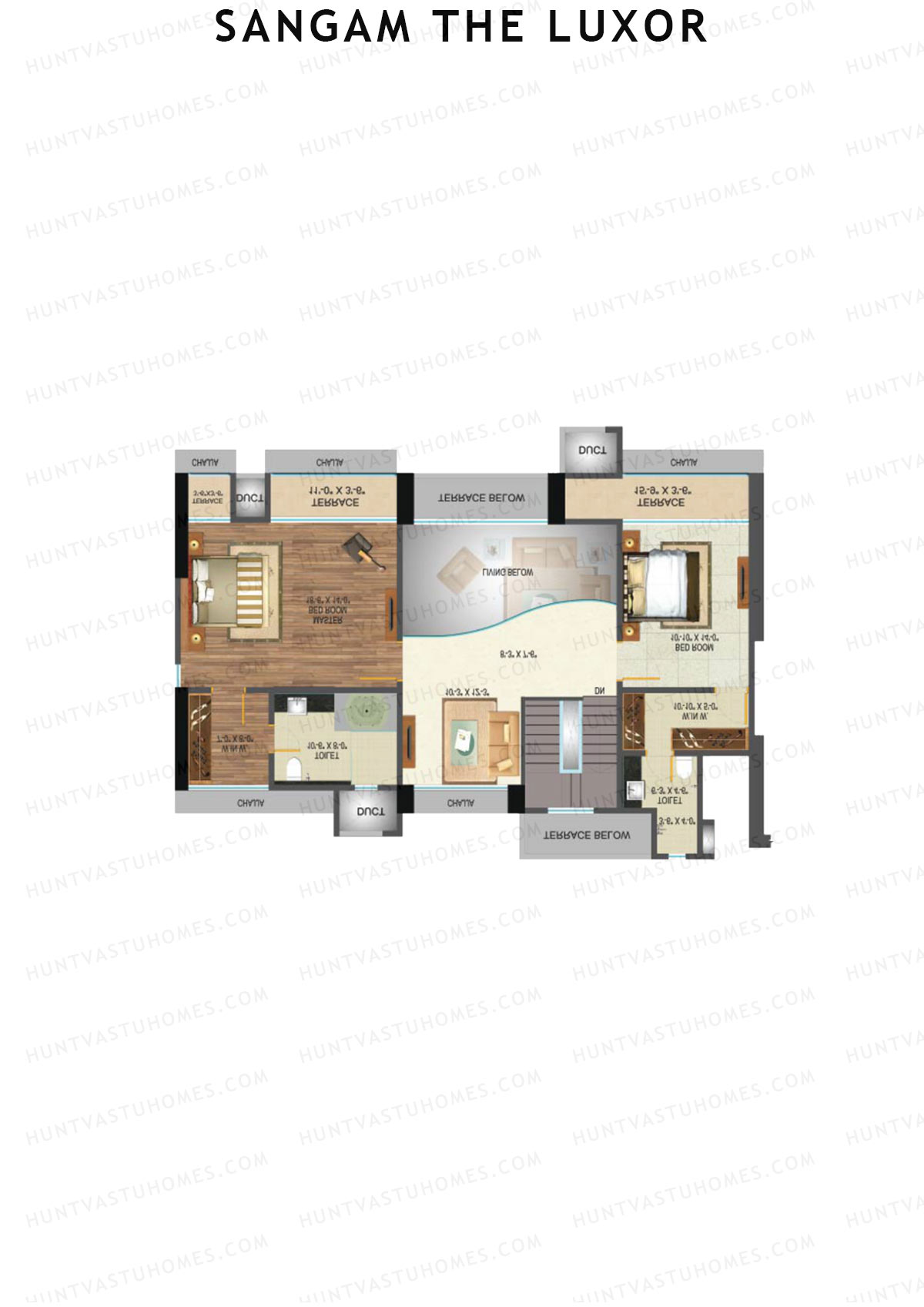 Sangam The Luxor Wing B Unit 4 (Type DU) Floor Plan